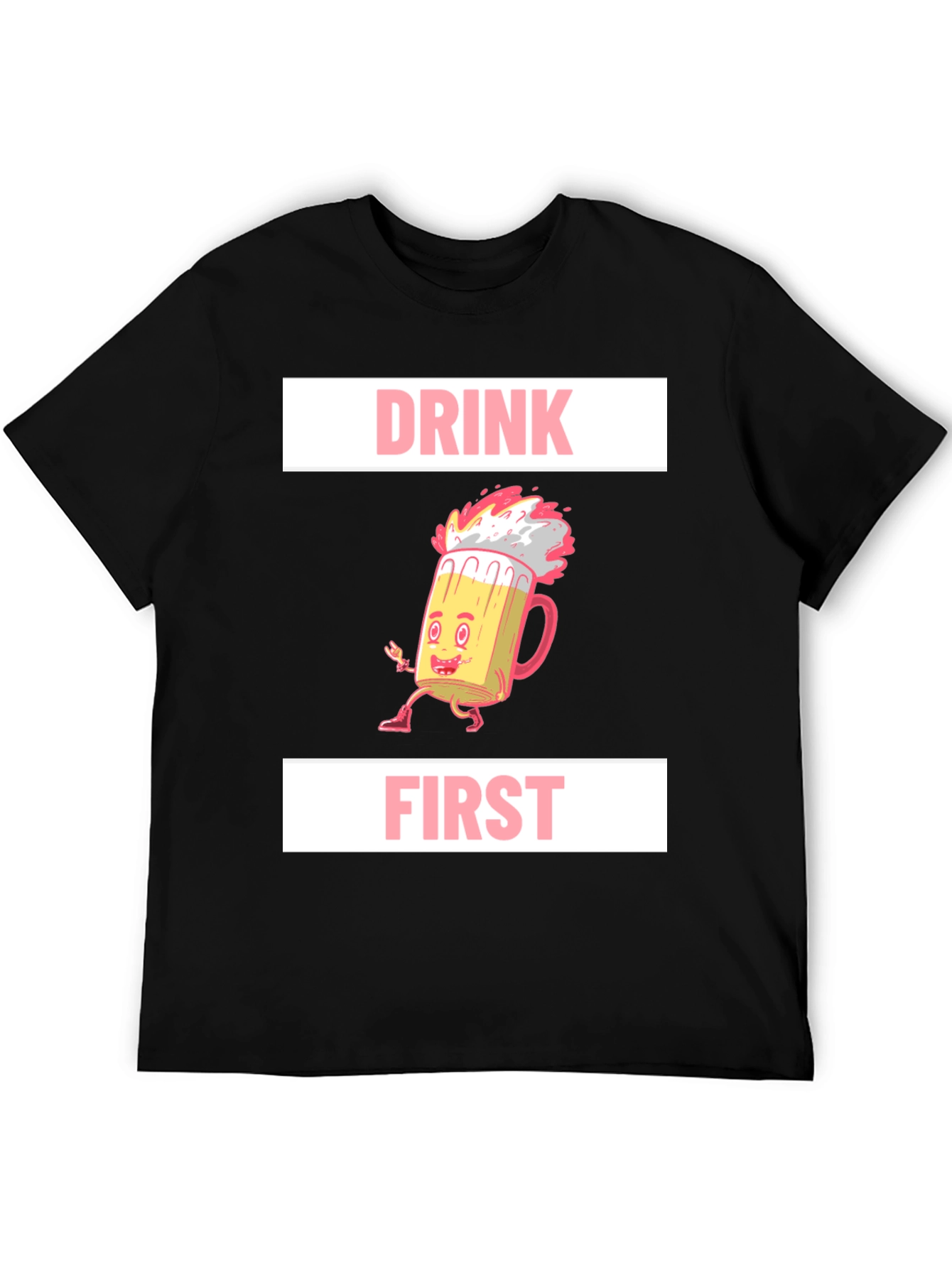 Drink First Graphic Tee - Mens Black T-Shirt