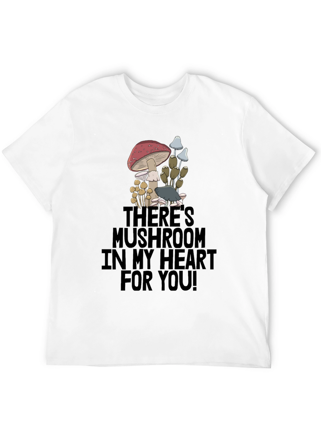 Mushroom Heart Graphic T-Shirt - Funny Novelty Tee