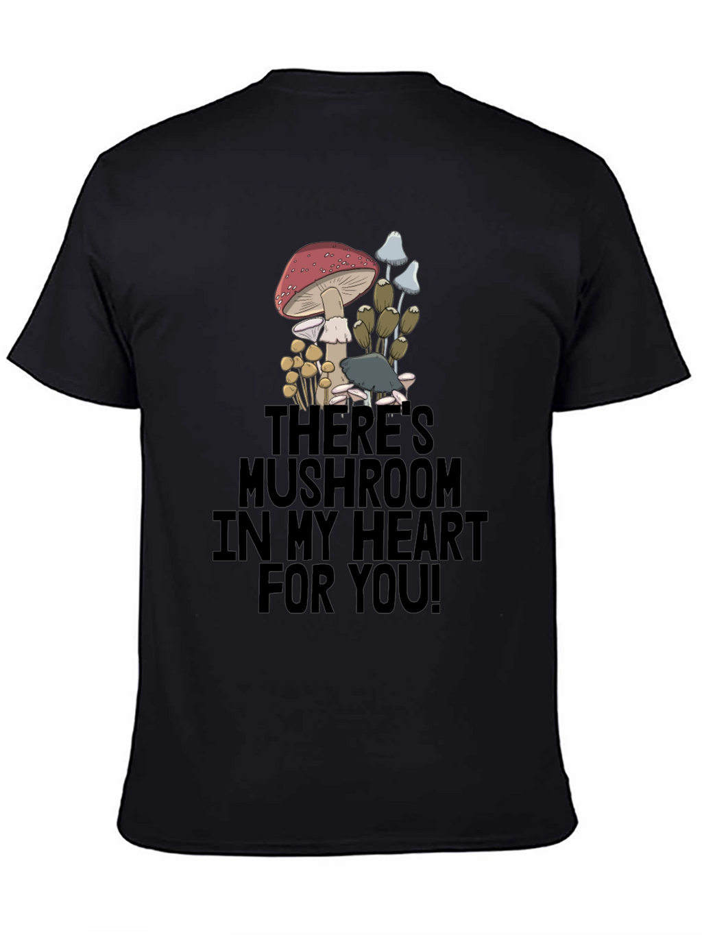 Mushroom Heart Graphic T-Shirt - Funny Novelty Tee