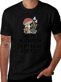 Mushroom Heart Graphic T-Shirt - Funny Novelty Tee
