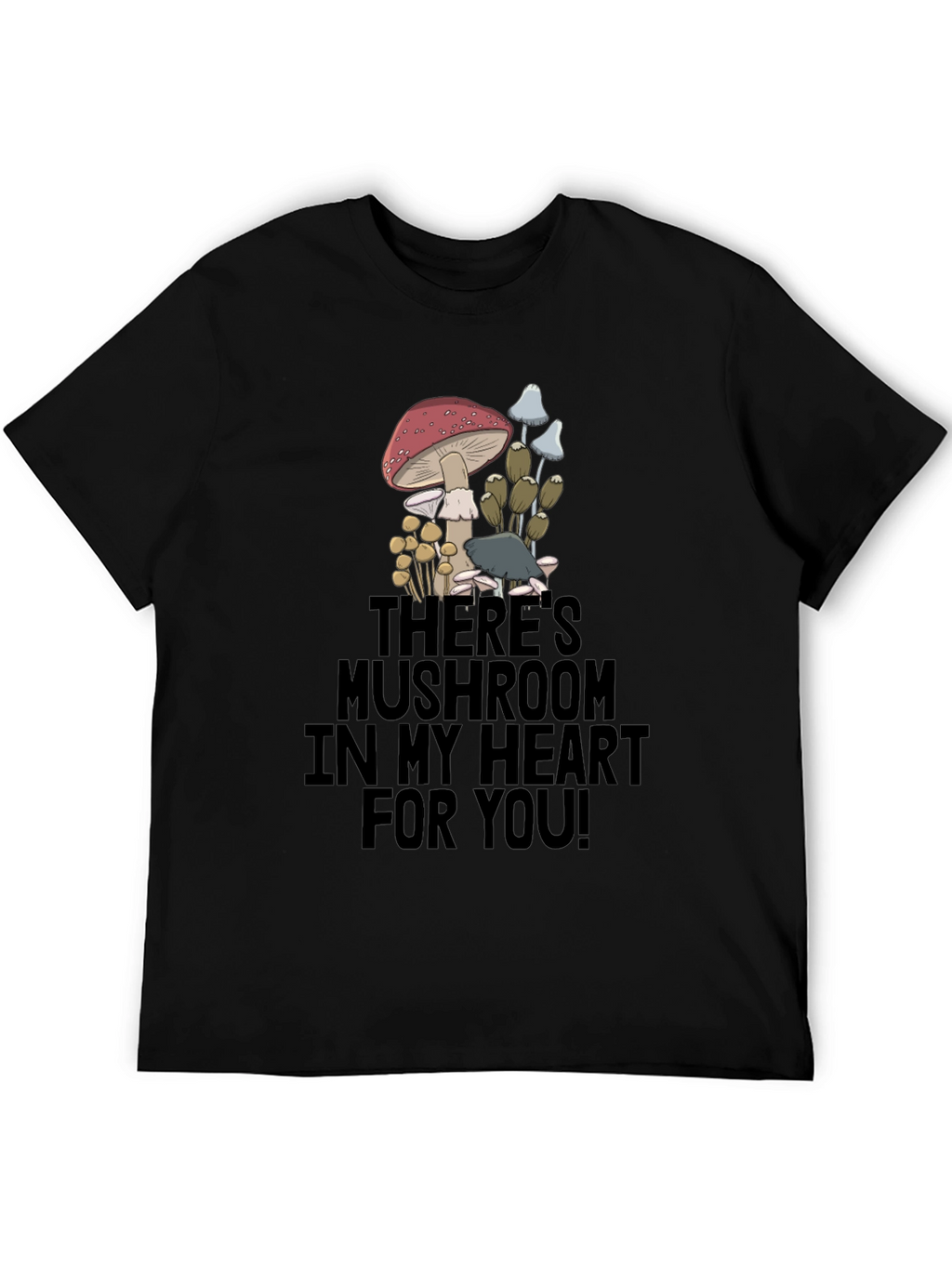 Mushroom Heart Graphic T-Shirt - Funny Novelty Tee