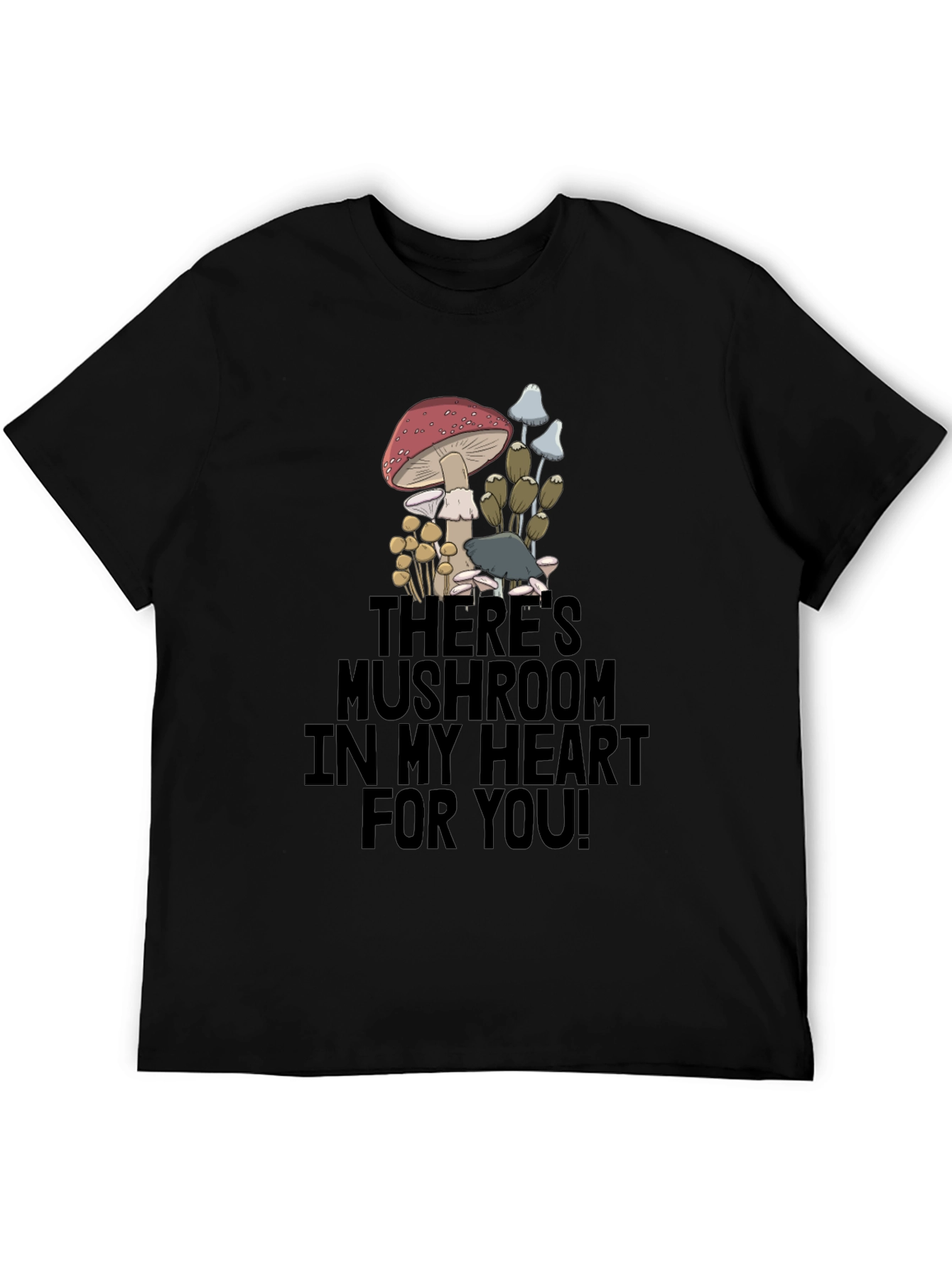 Mushroom Heart Graphic T-Shirt - Funny Novelty Tee