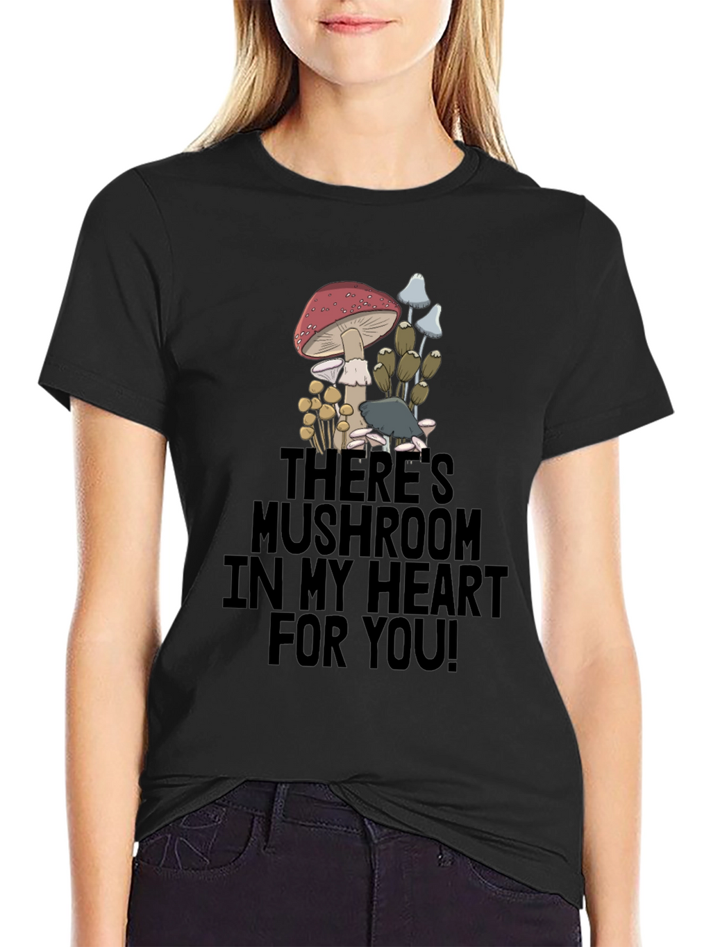 Mushroom Heart Graphic T-Shirt - Funny Novelty Tee