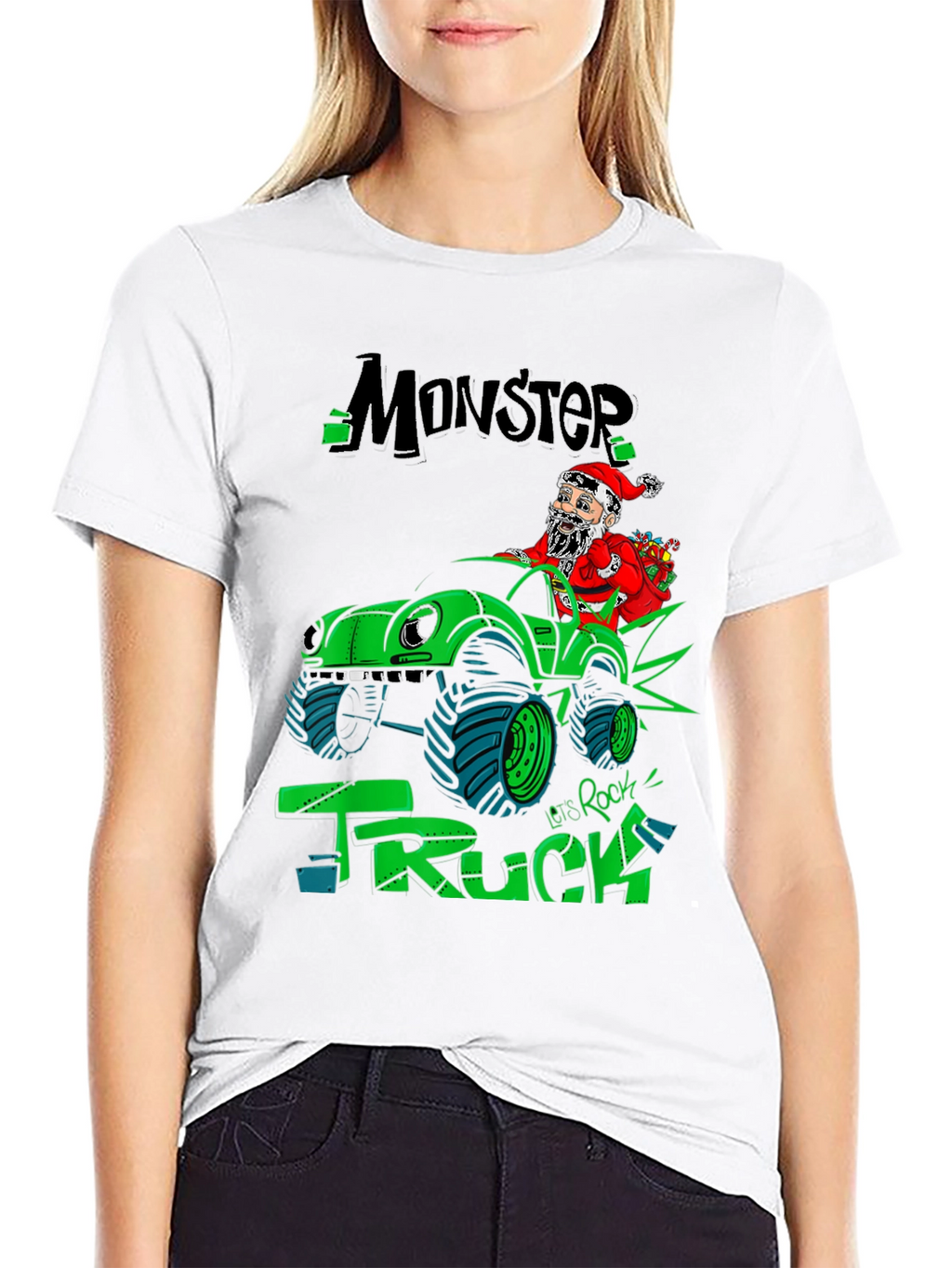 Monster Truck Santa T-Shirt - Lets Rock!