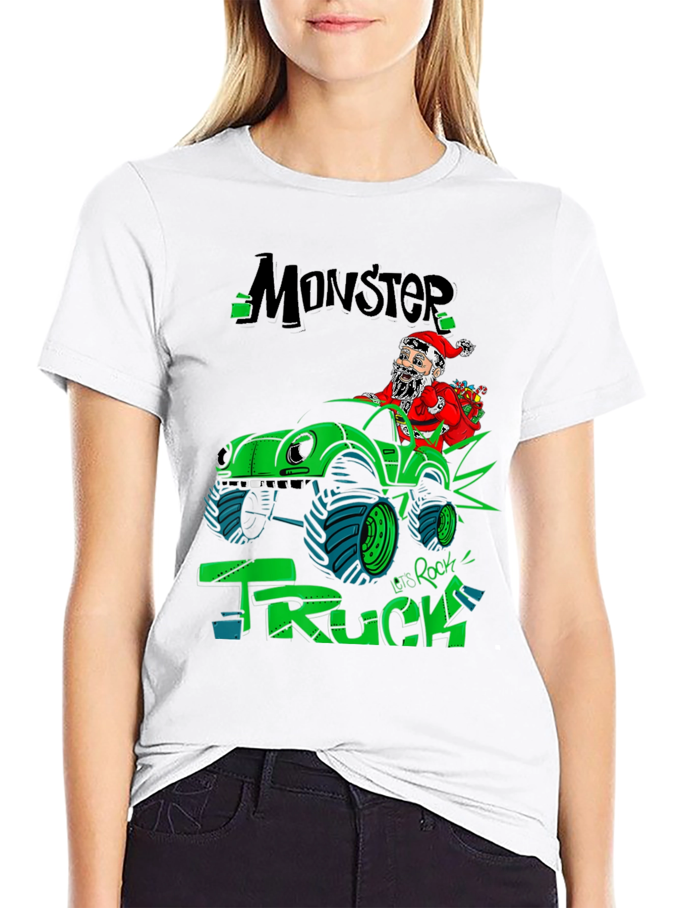 Monster Truck Santa T-Shirt - Lets Rock!