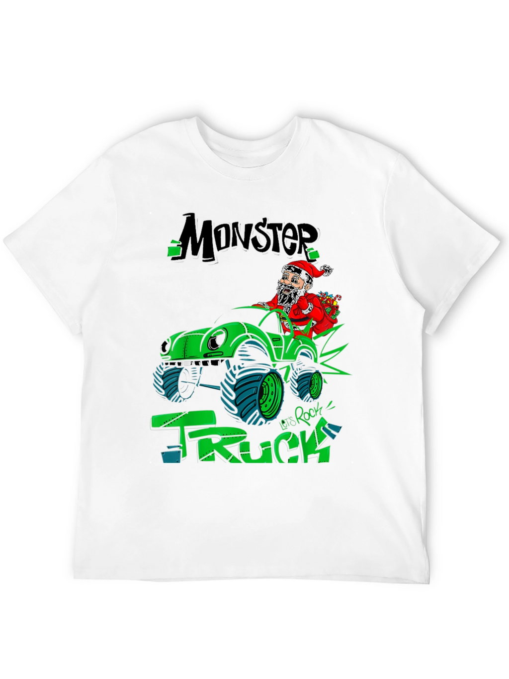Monster Truck Santa T-Shirt - Lets Rock!