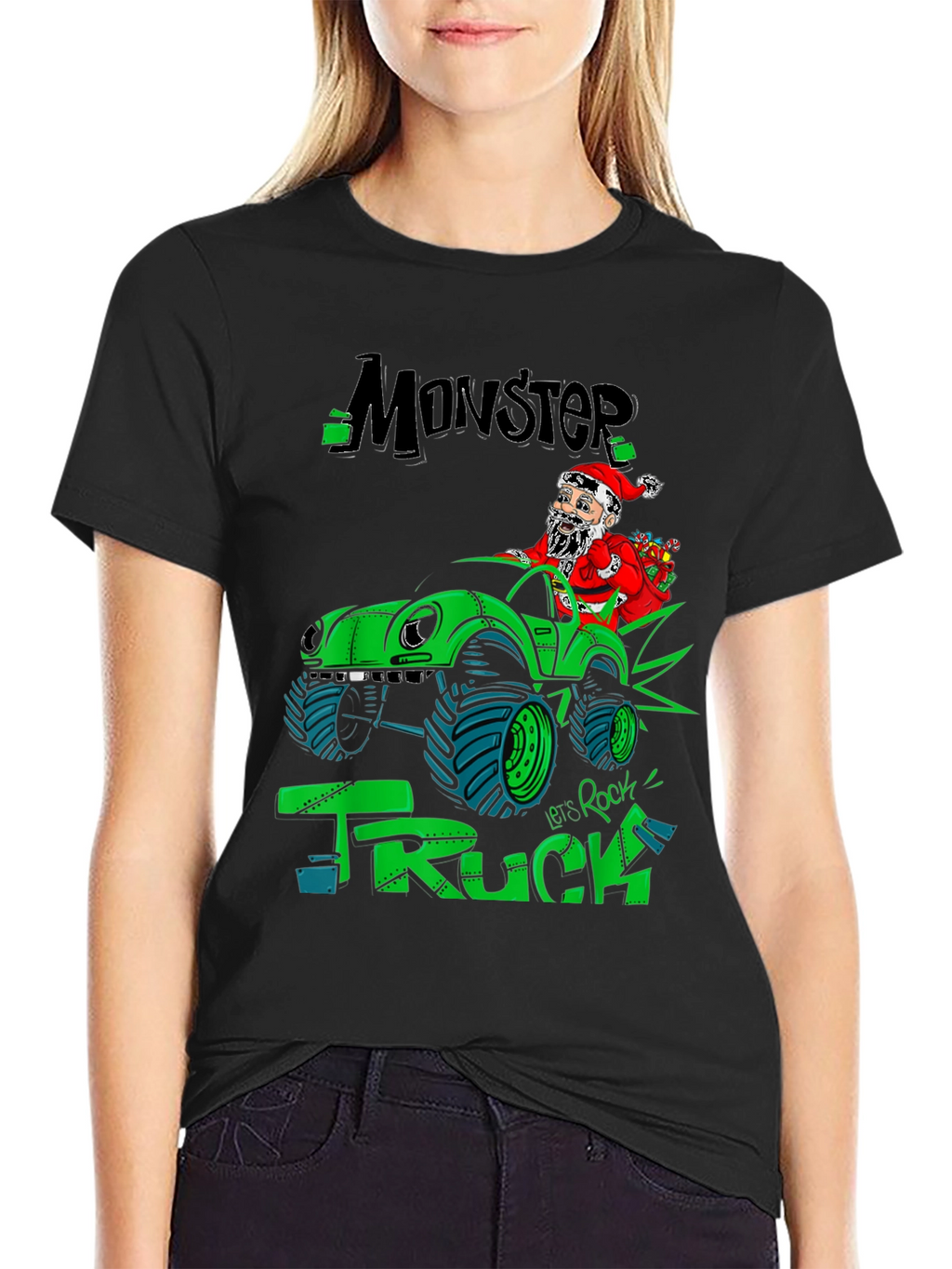 Monster Truck Santa T-Shirt - Lets Rock!