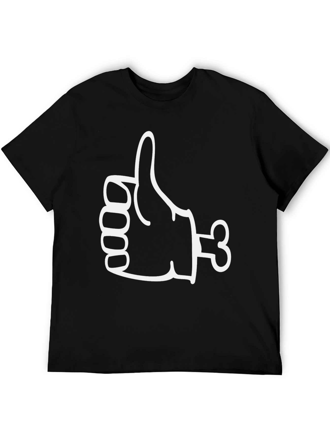 Funny Thumbs Up Bone Hand Graphic Tee - Black