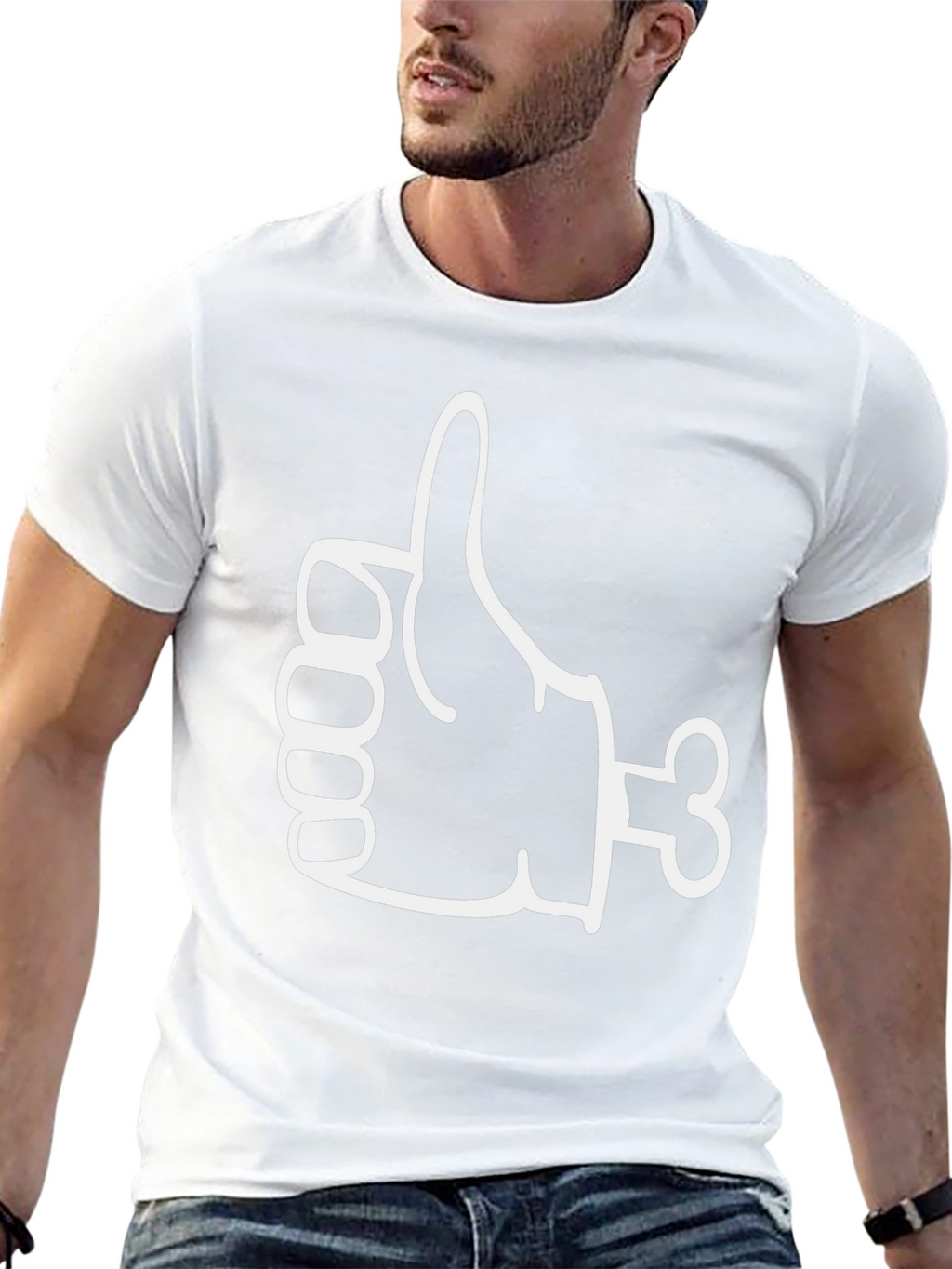 Funny Thumbs Up Bone Hand Graphic Tee - Black