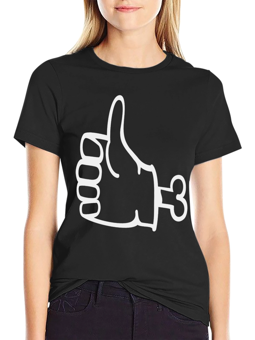 Funny Thumbs Up Bone Hand Graphic Tee - Black