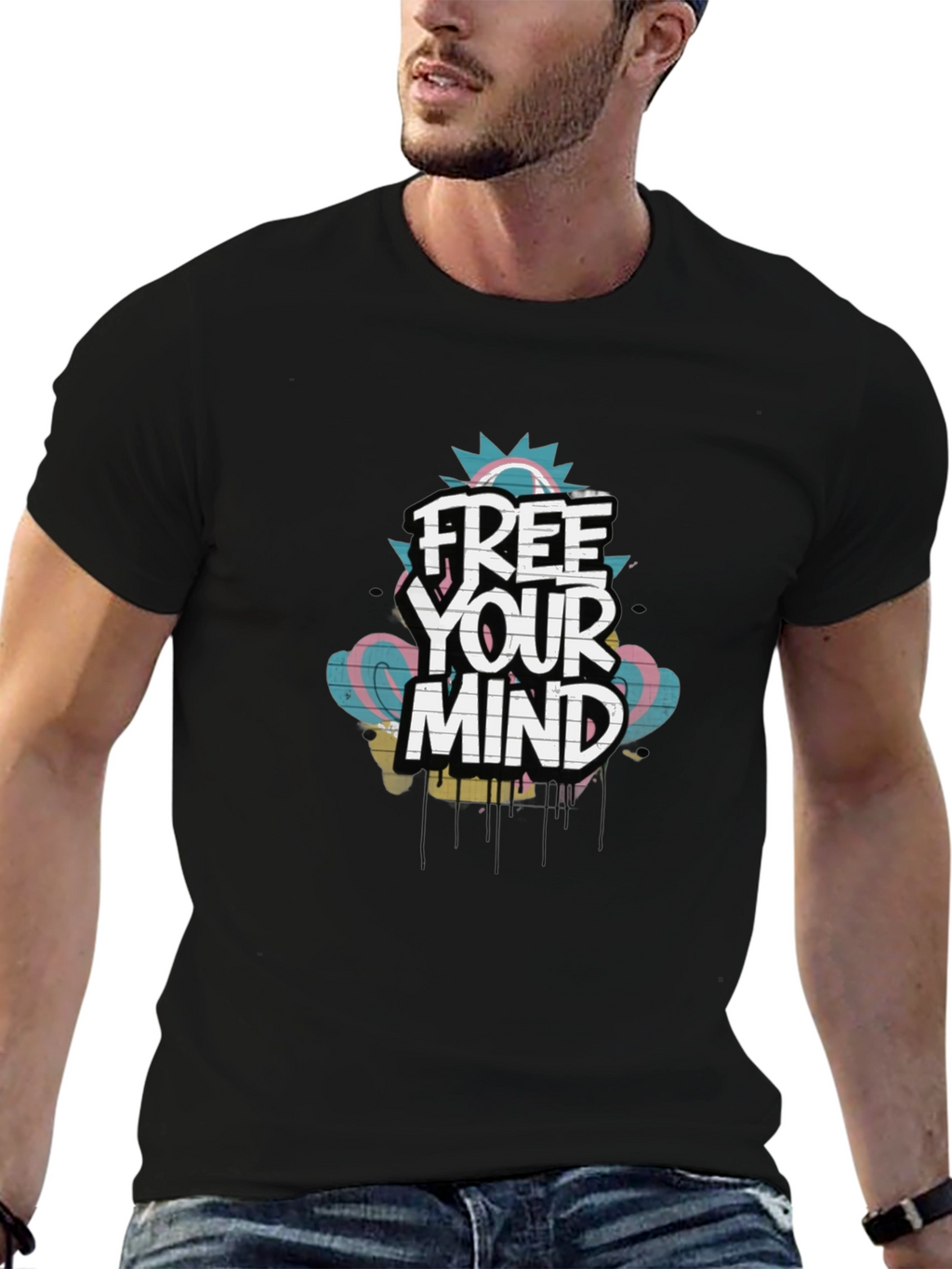 Free Your Mind Graphic Tee - Trendy Black T-Shirt
