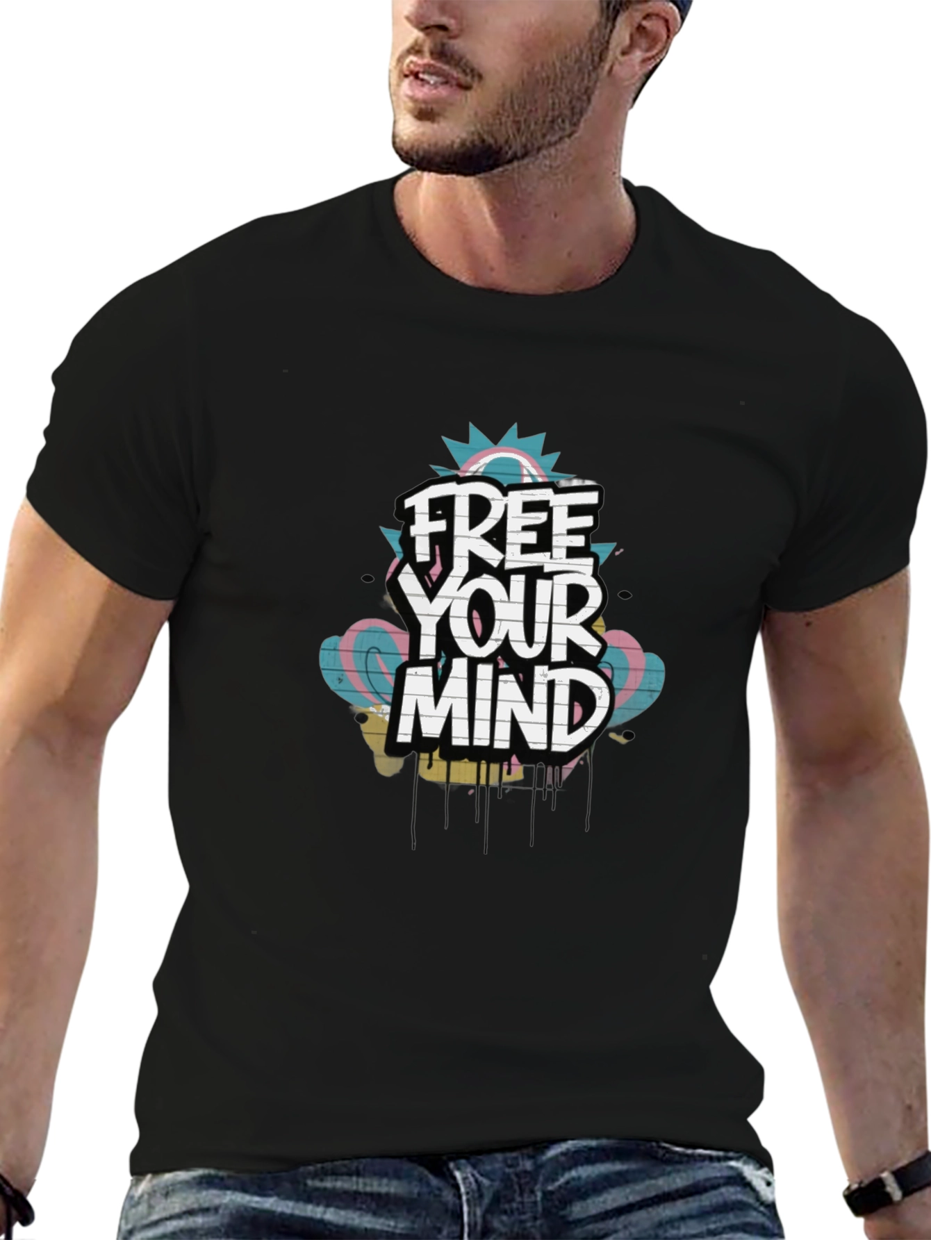 Free Your Mind Graphic Tee - Trendy Black T-Shirt