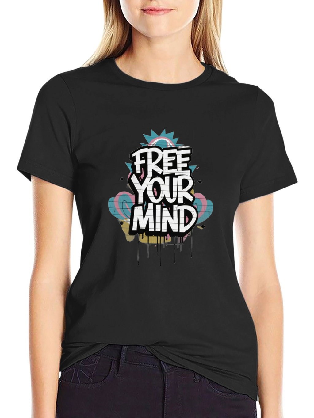 Free Your Mind Graphic Tee - Trendy Black T-Shirt