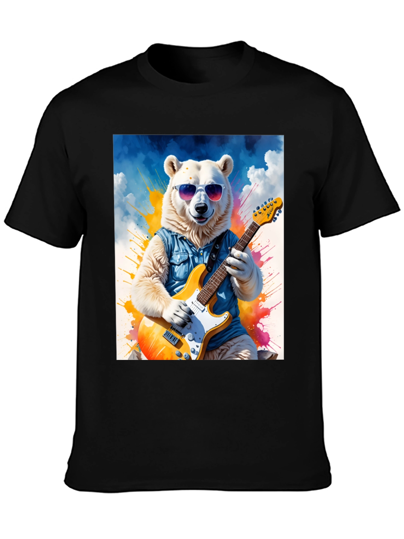 Cool Bear Guitarist Graphic Tee