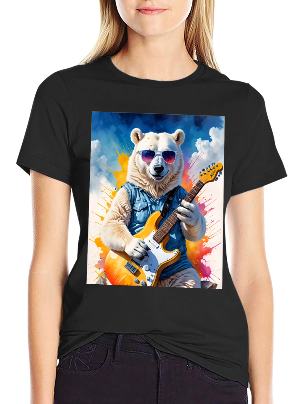 Cool Bear Guitarist Graphic Tee