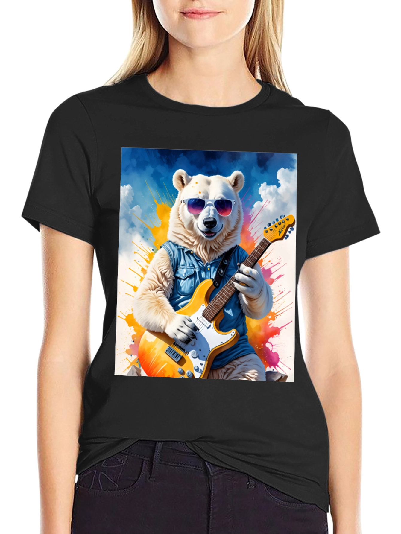 Cool Bear Guitarist Graphic Tee