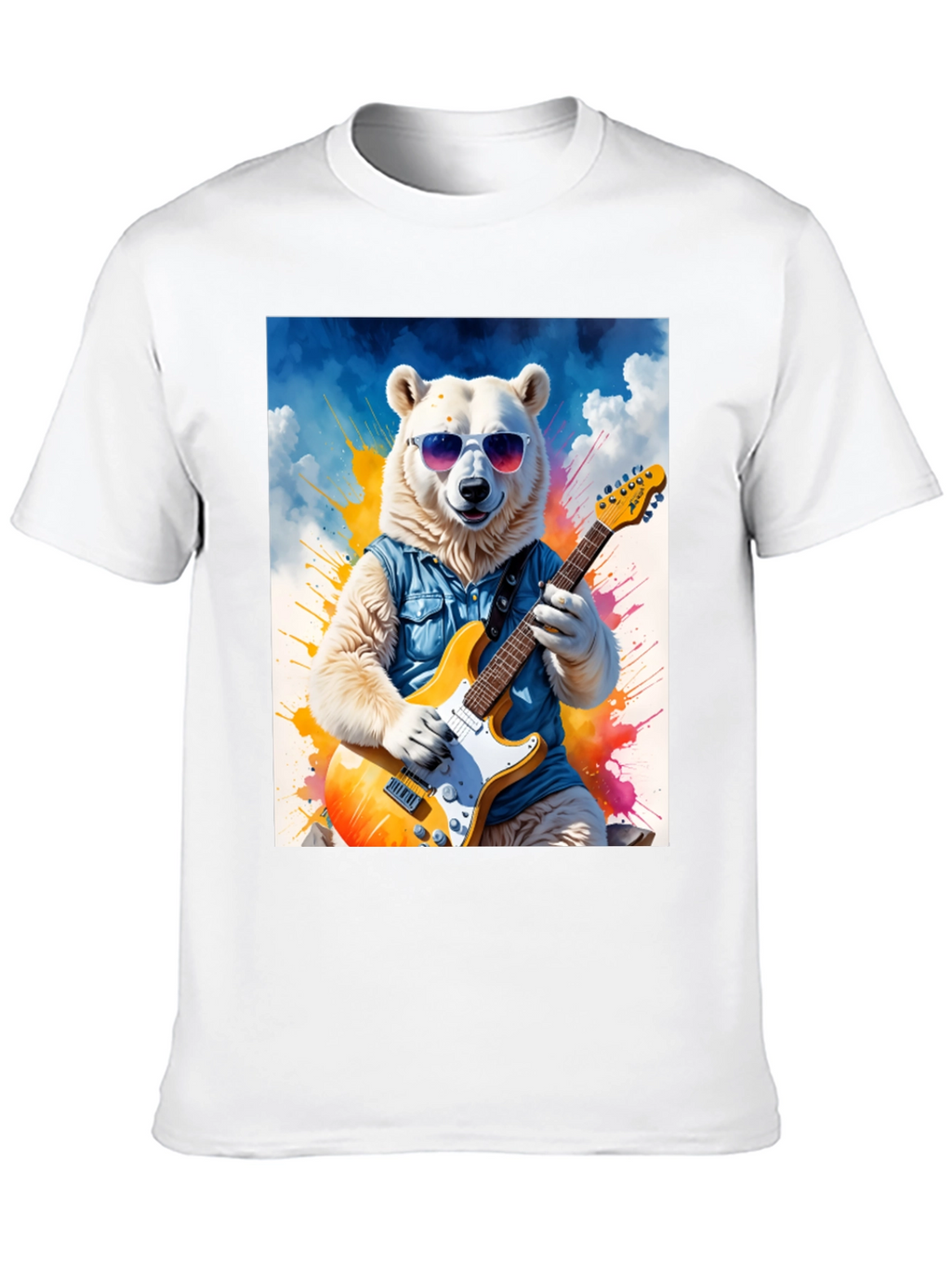 Cool Bear Guitarist Graphic Tee
