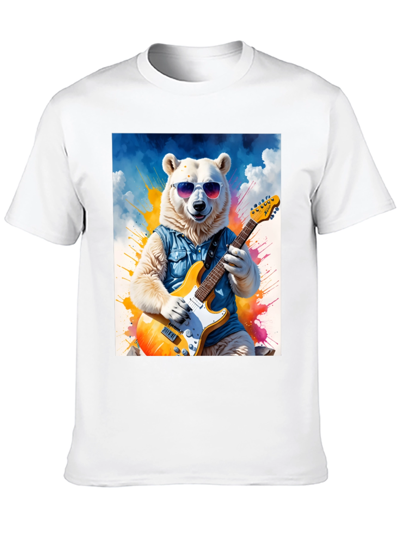 Cool Bear Guitarist Graphic Tee