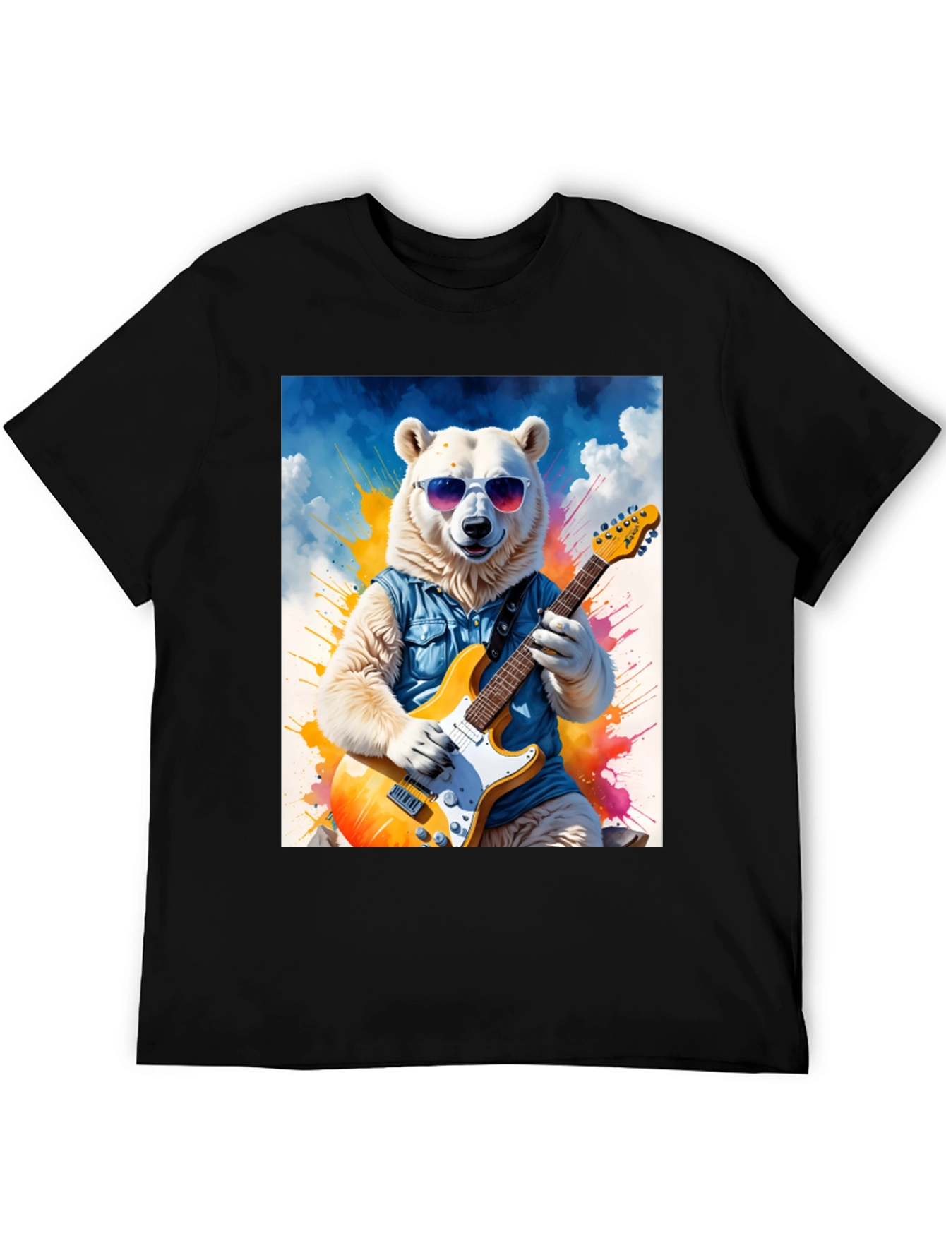 Cool Bear Guitarist Graphic Tee