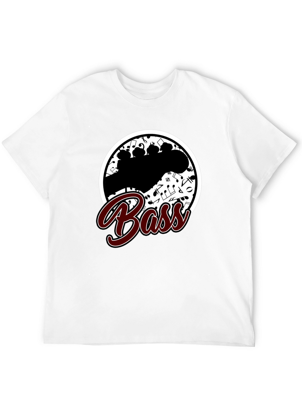 Bass Guitar Music Notes T-Shirt - Round Graphic Tee
