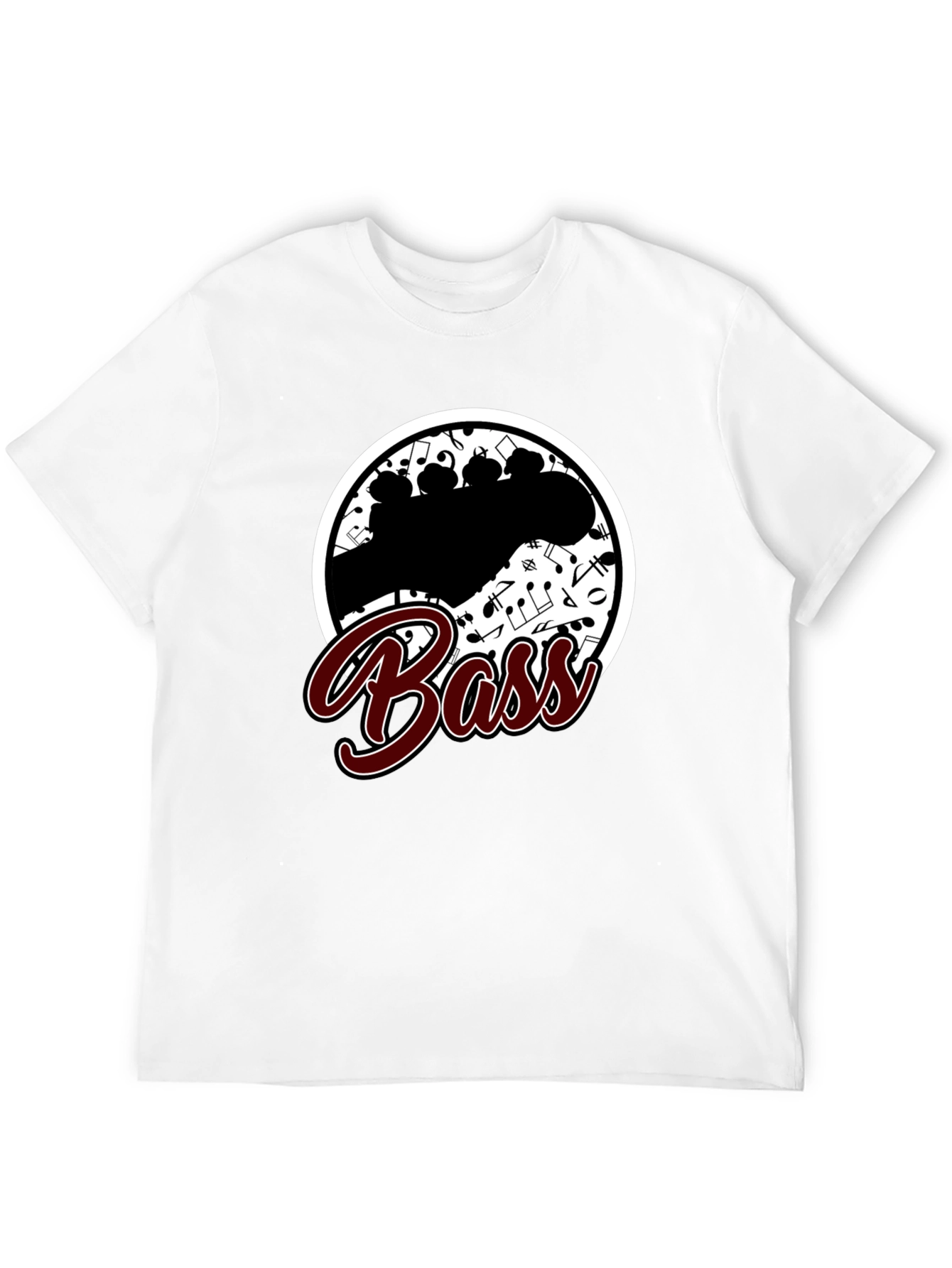 Bass Guitar Music Notes T-Shirt - Round Graphic Tee