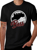 Bass Guitar Music Notes T-Shirt - Round Graphic Tee