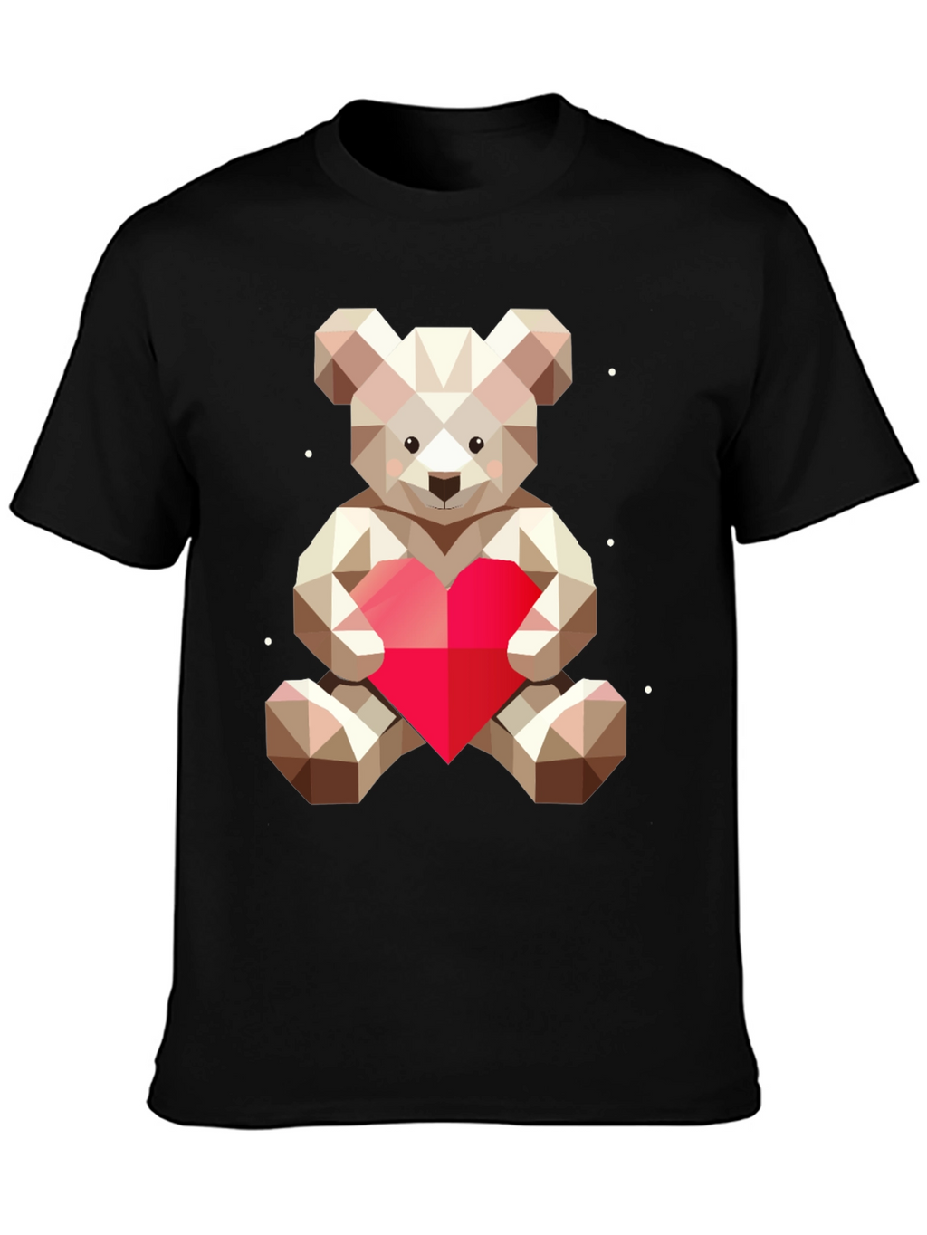 Geometric Teddy Bear Heart Graphic Tee
