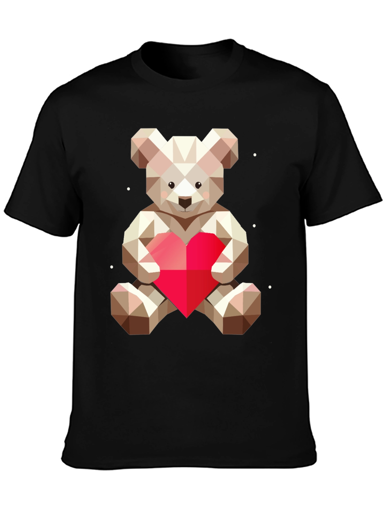 Geometric Teddy Bear Heart Graphic Tee