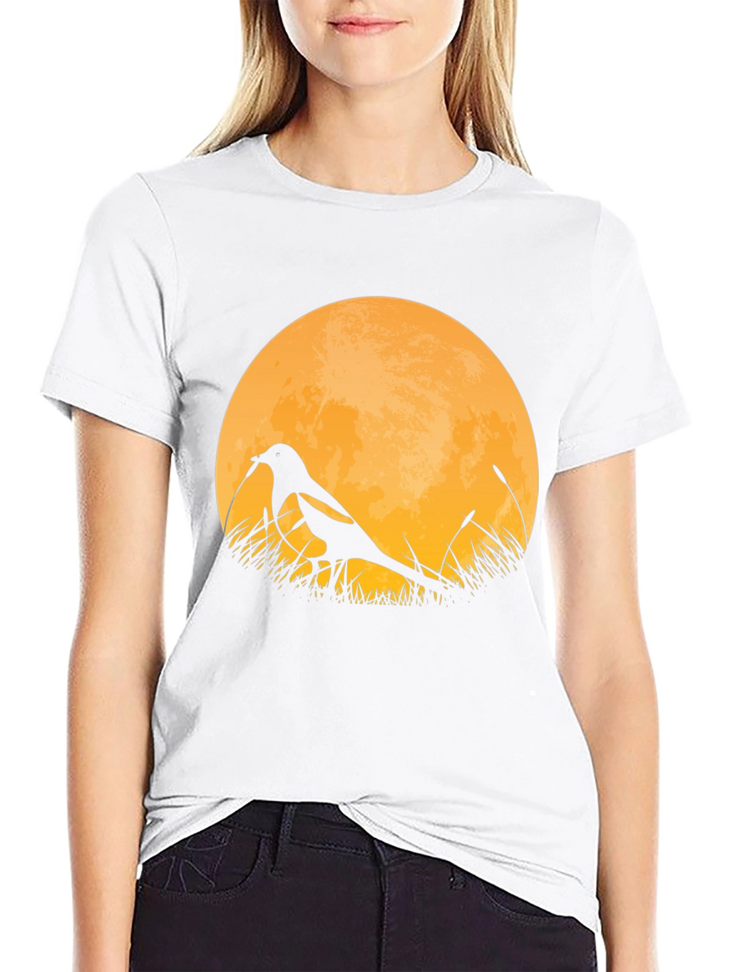 Bird Silhouette Moon Graphic T-Shirt