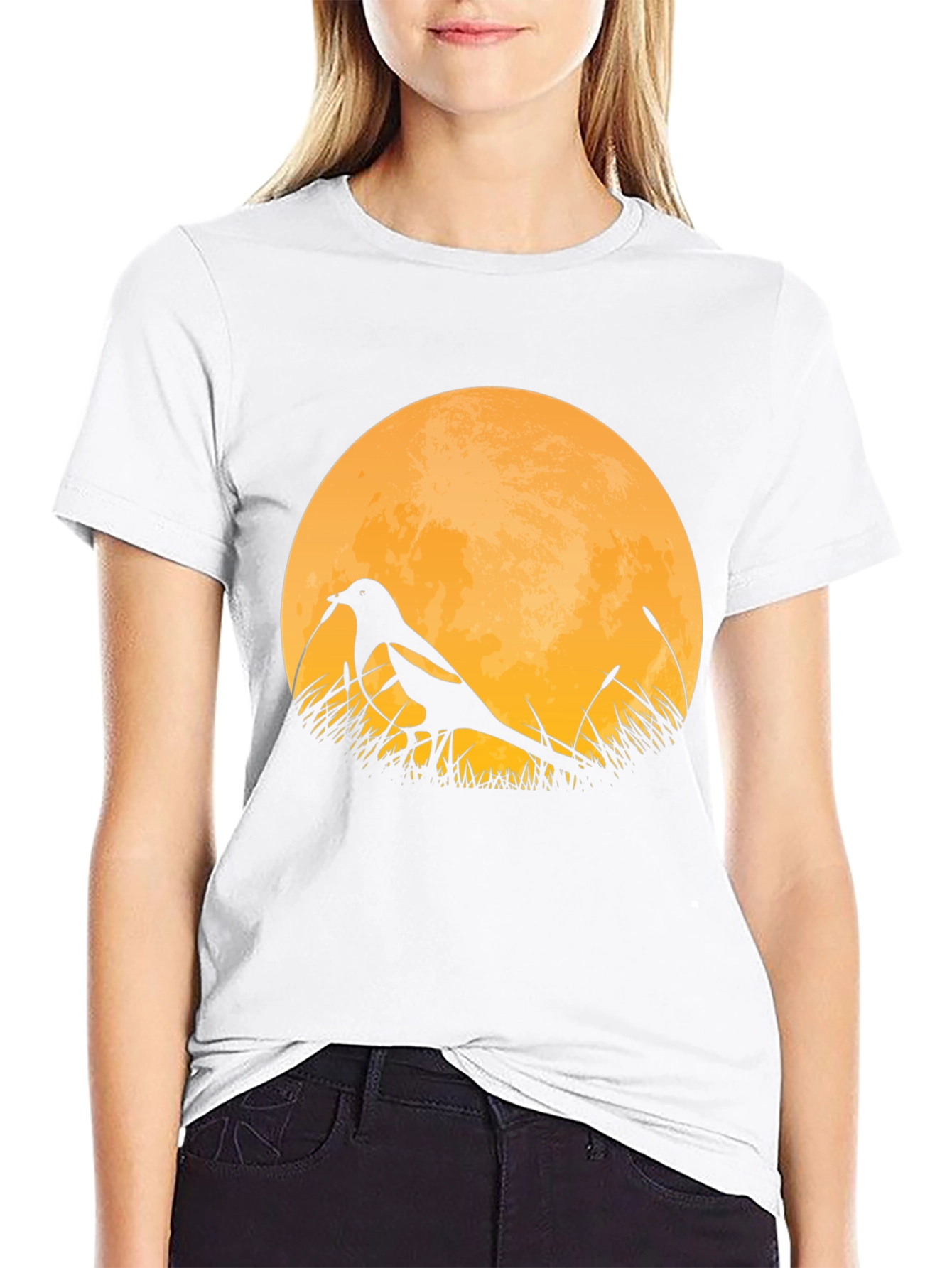 Bird Silhouette Moon Graphic T-Shirt