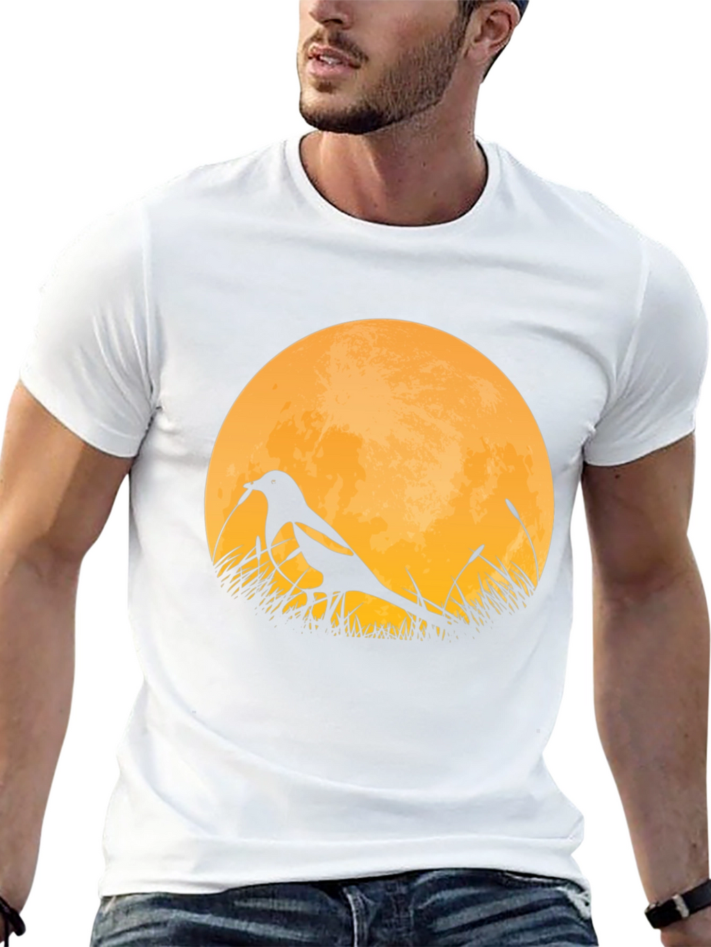 Bird Silhouette Moon Graphic T-Shirt