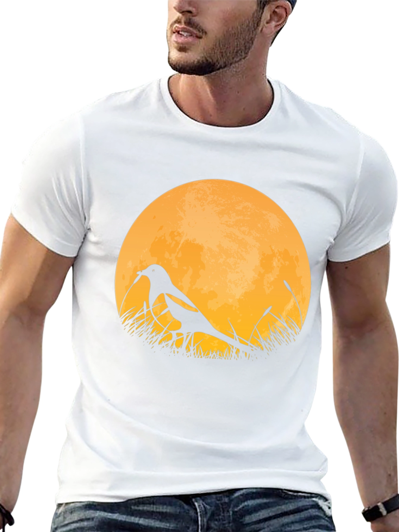 Bird Silhouette Moon Graphic T-Shirt