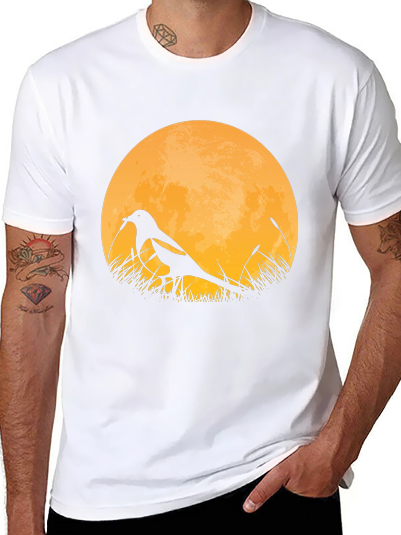 Bird Silhouette Moon Graphic T-Shirt