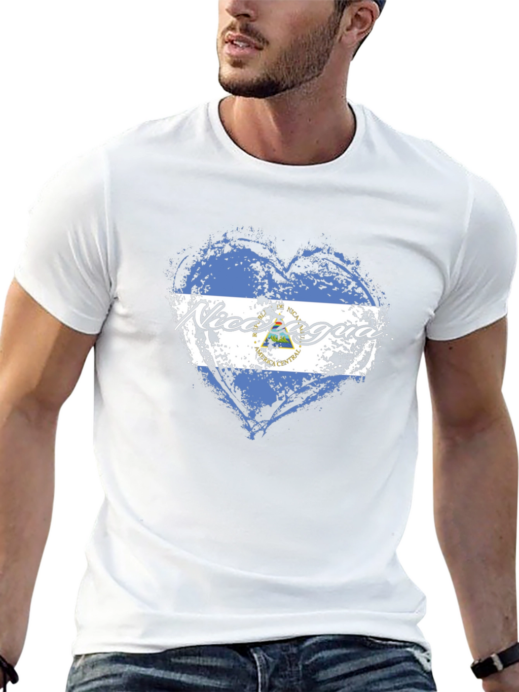 Nicaragua Flag Heart T-Shirt