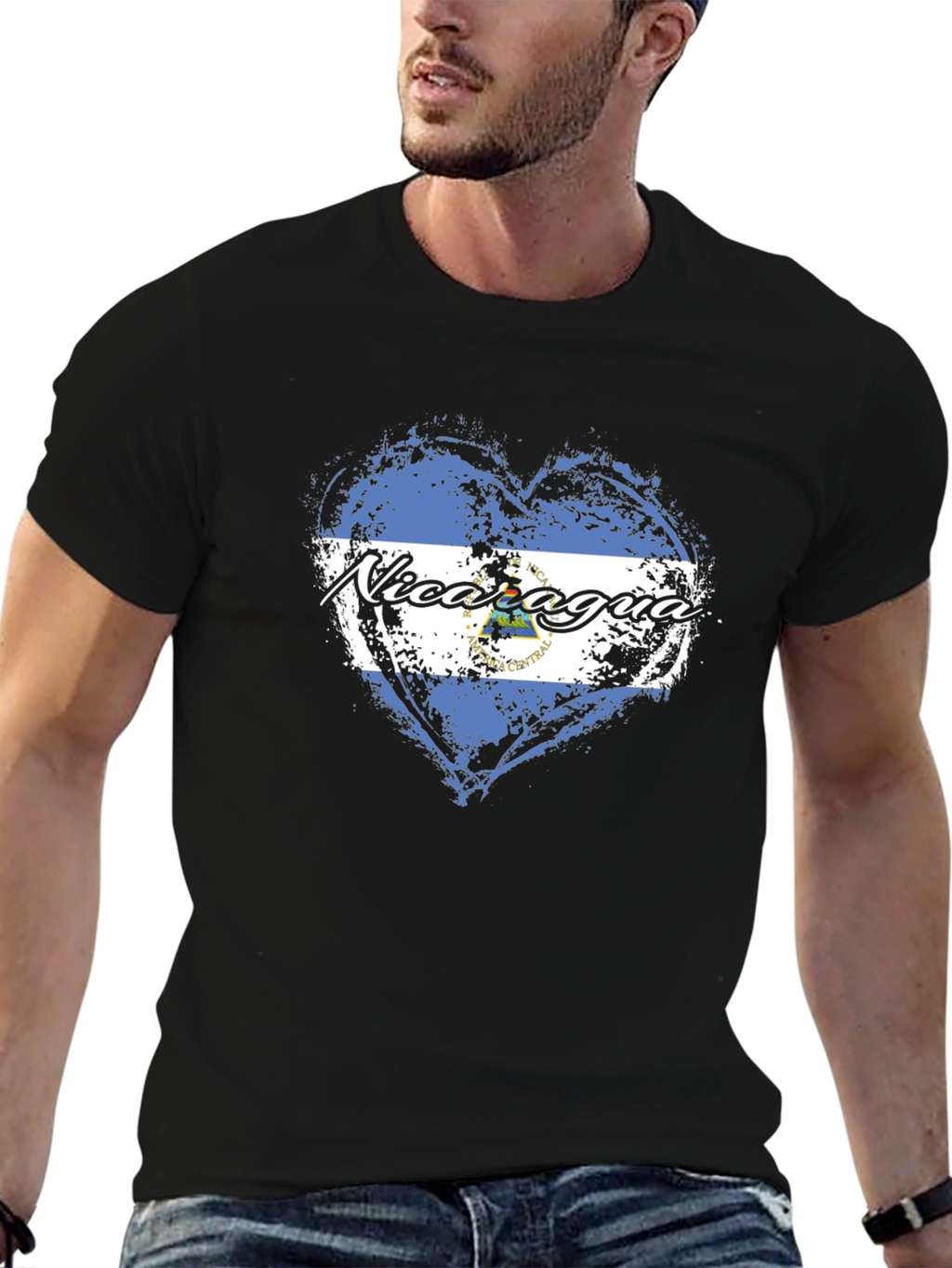 Nicaragua Flag Heart T-Shirt