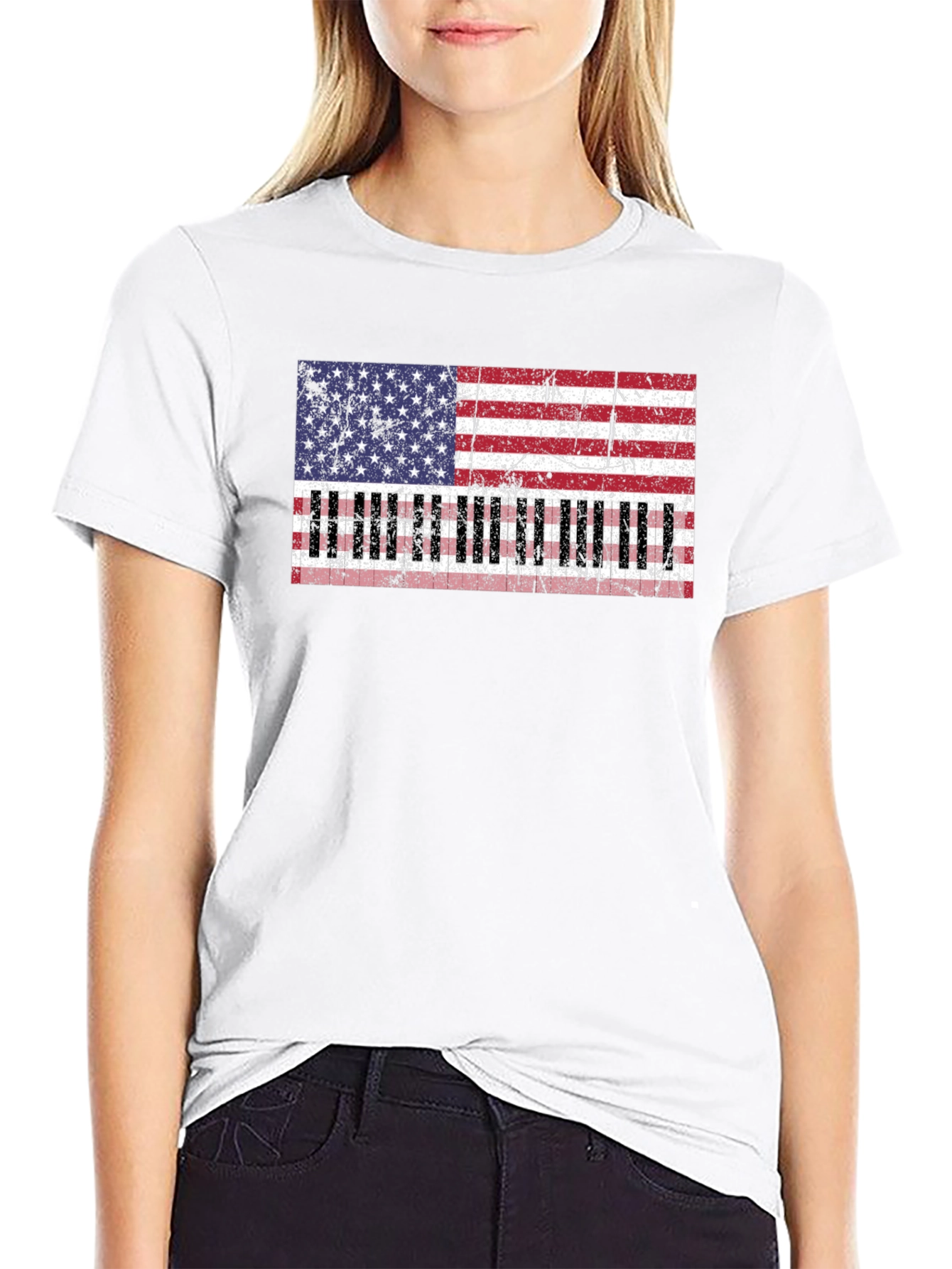 Piano American Flag T-Shirt