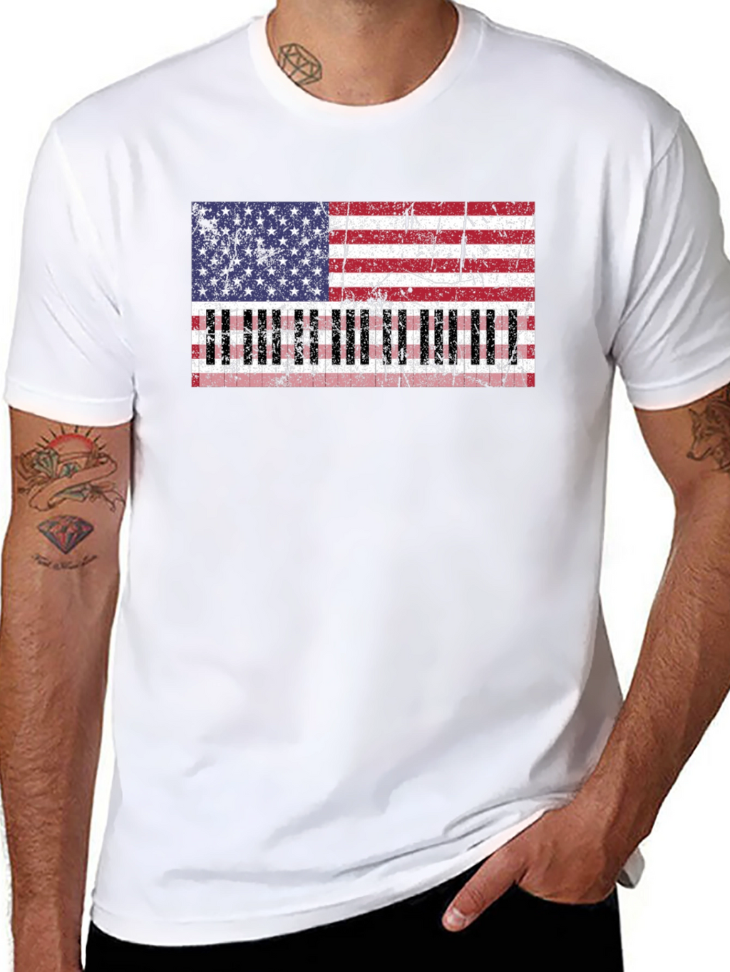 Piano American Flag T-Shirt