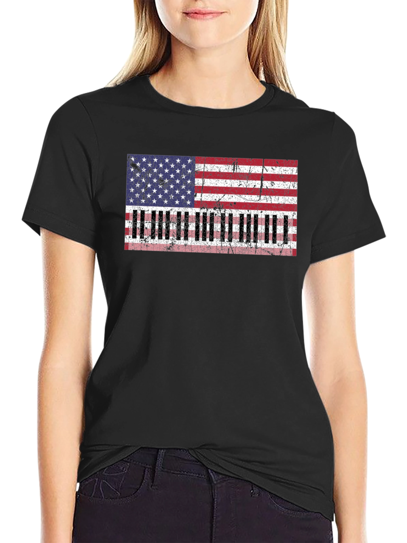 Piano American Flag T-Shirt