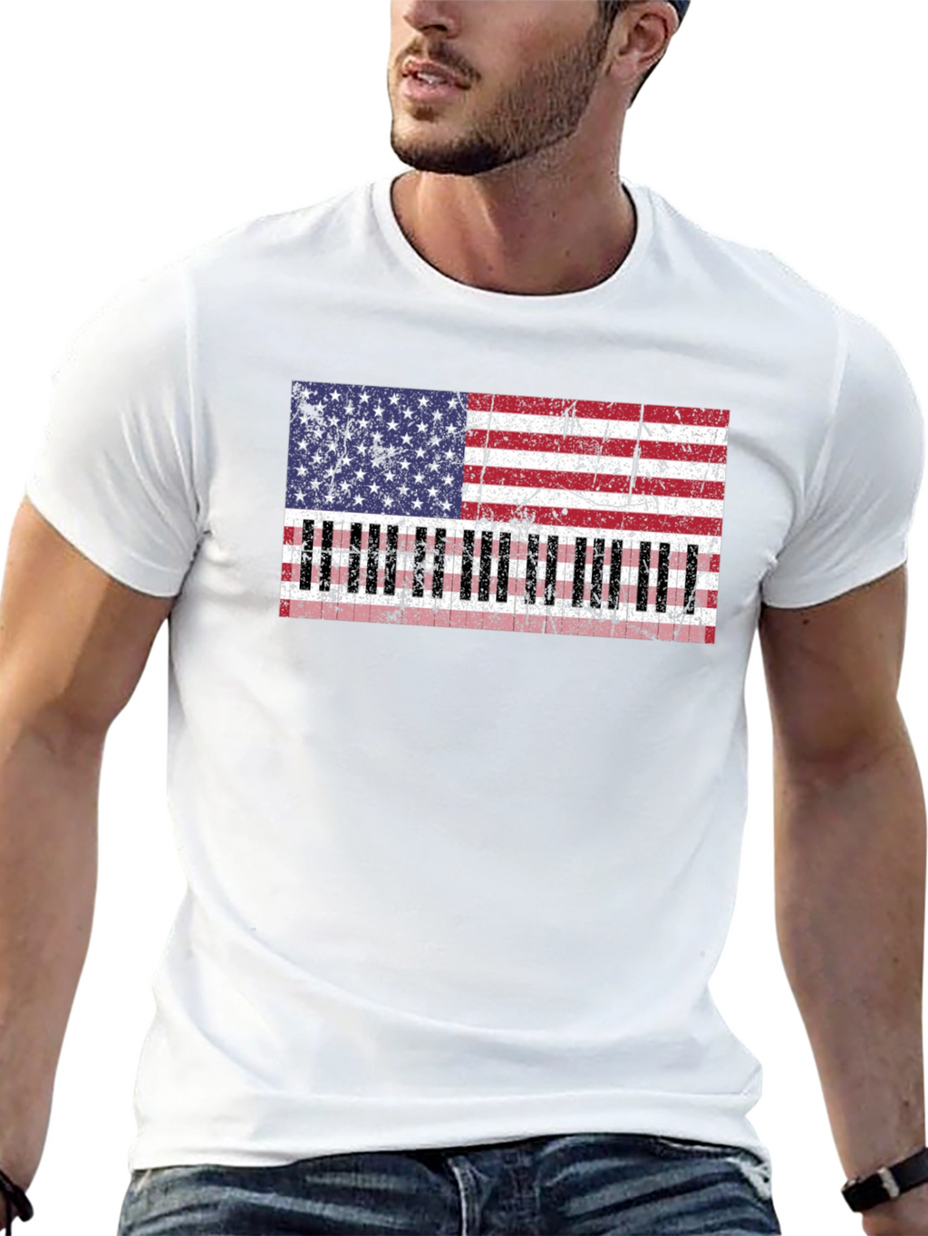 Piano American Flag T-Shirt