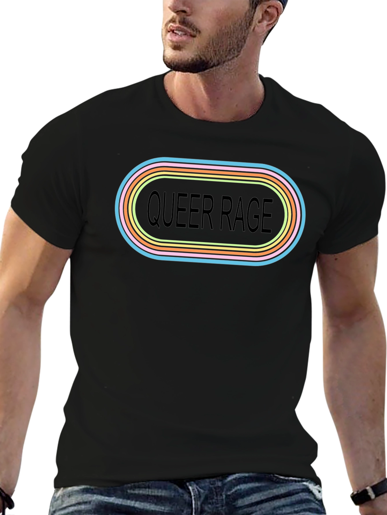 Queer Rage Graphic T-Shirt - Black Crew Neck Tee