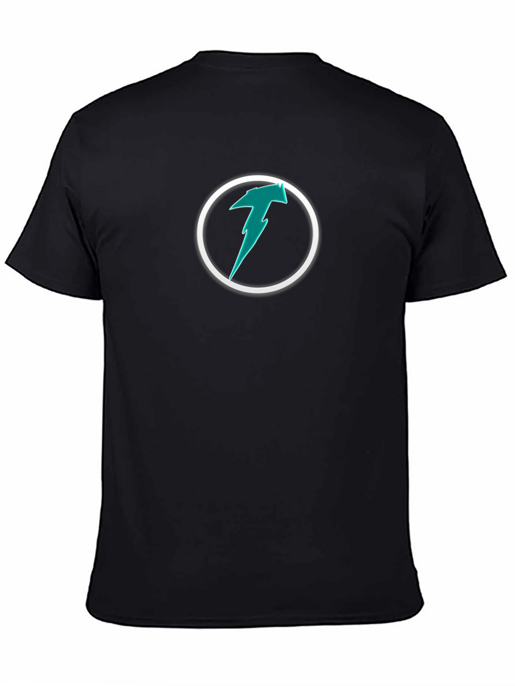 Teal Lightning Bolt Logo Black T-Shirt