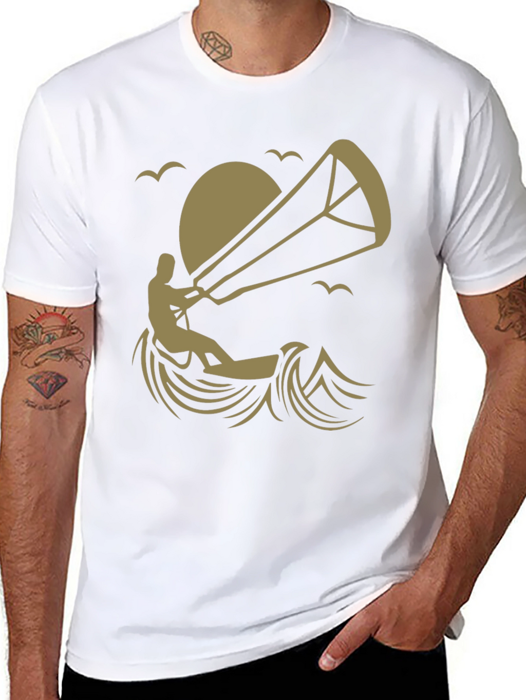 Kitesurfing Graphic Tee - Black Cotton T-Shirt