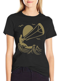 Kitesurfing Graphic Tee - Black Cotton T-Shirt