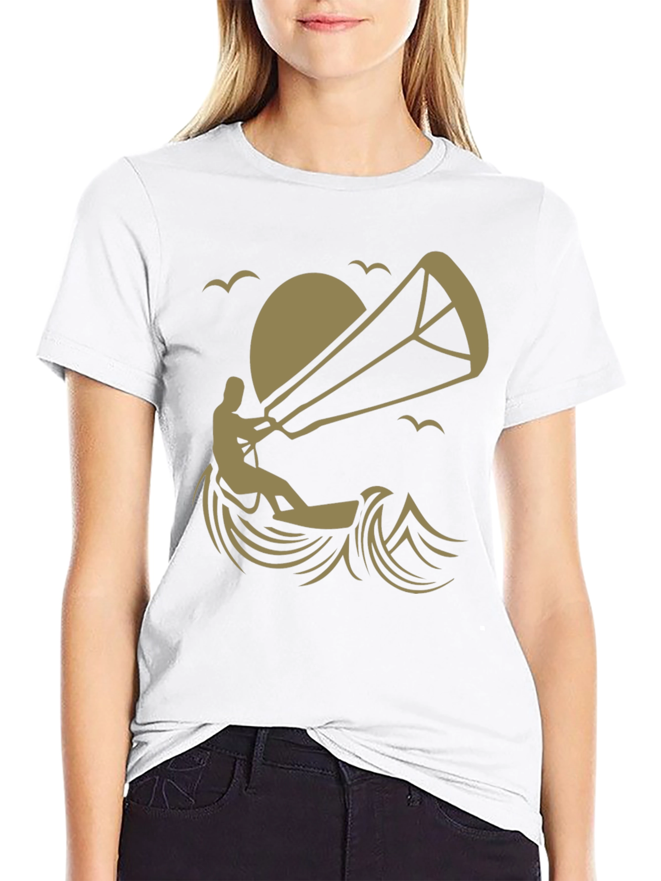 Kitesurfing Graphic Tee - Black Cotton T-Shirt