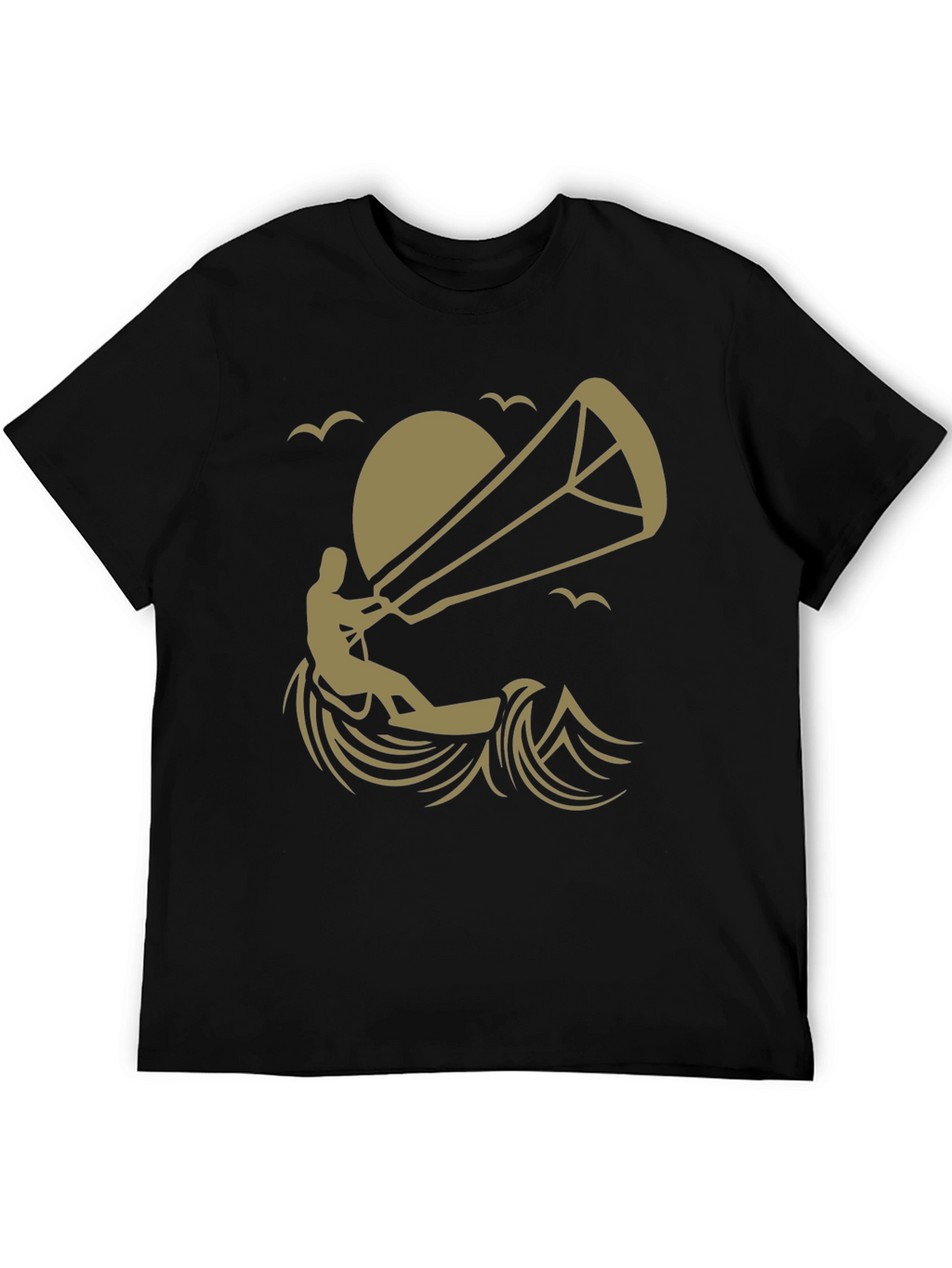 Kitesurfing Graphic Tee - Black Cotton T-Shirt