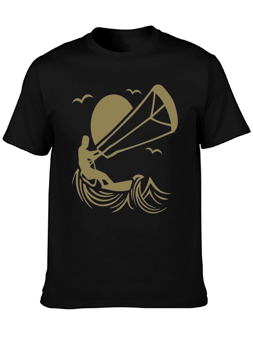 Kitesurfing Graphic Tee - Black Cotton T-Shirt