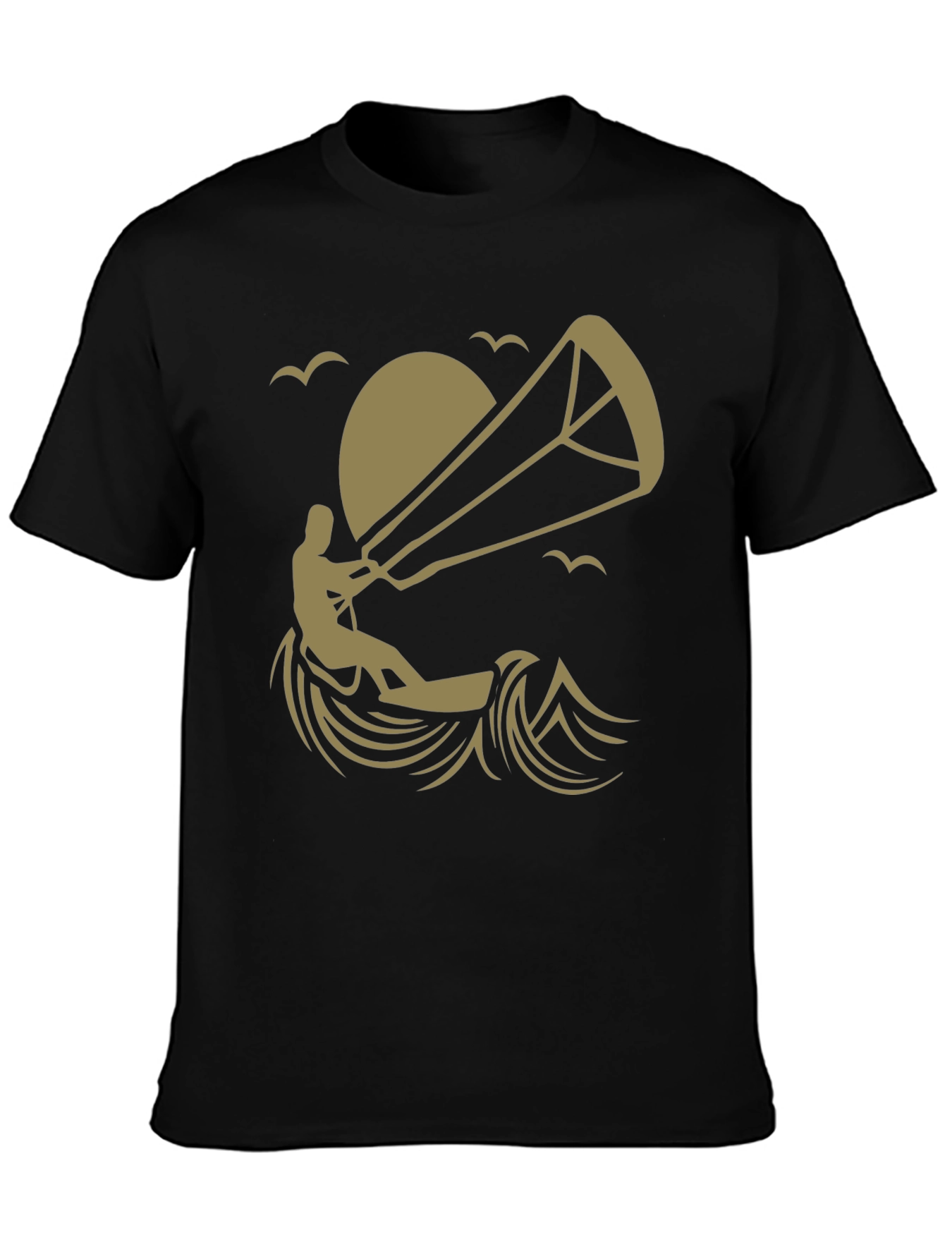 Kitesurfing Graphic Tee - Black Cotton T-Shirt