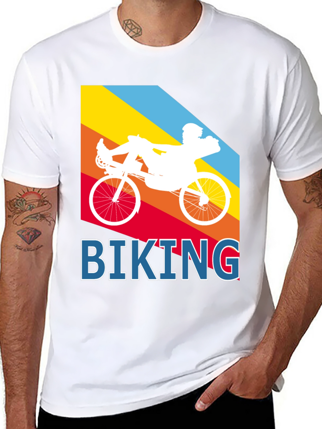 Biking Graphic Tee - Recumbent Bike Design