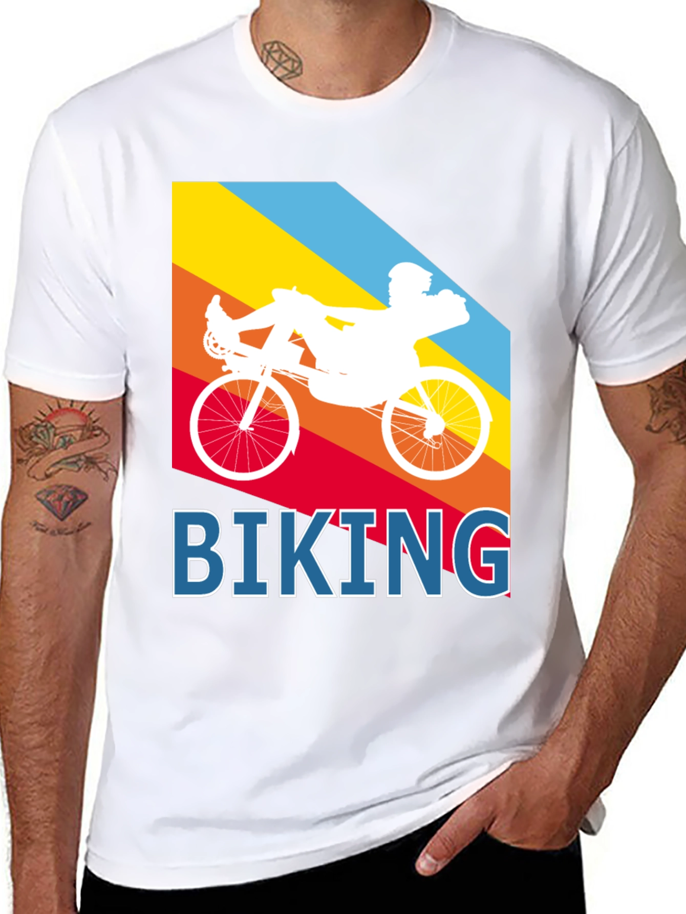 Biking Graphic Tee - Recumbent Bike Design