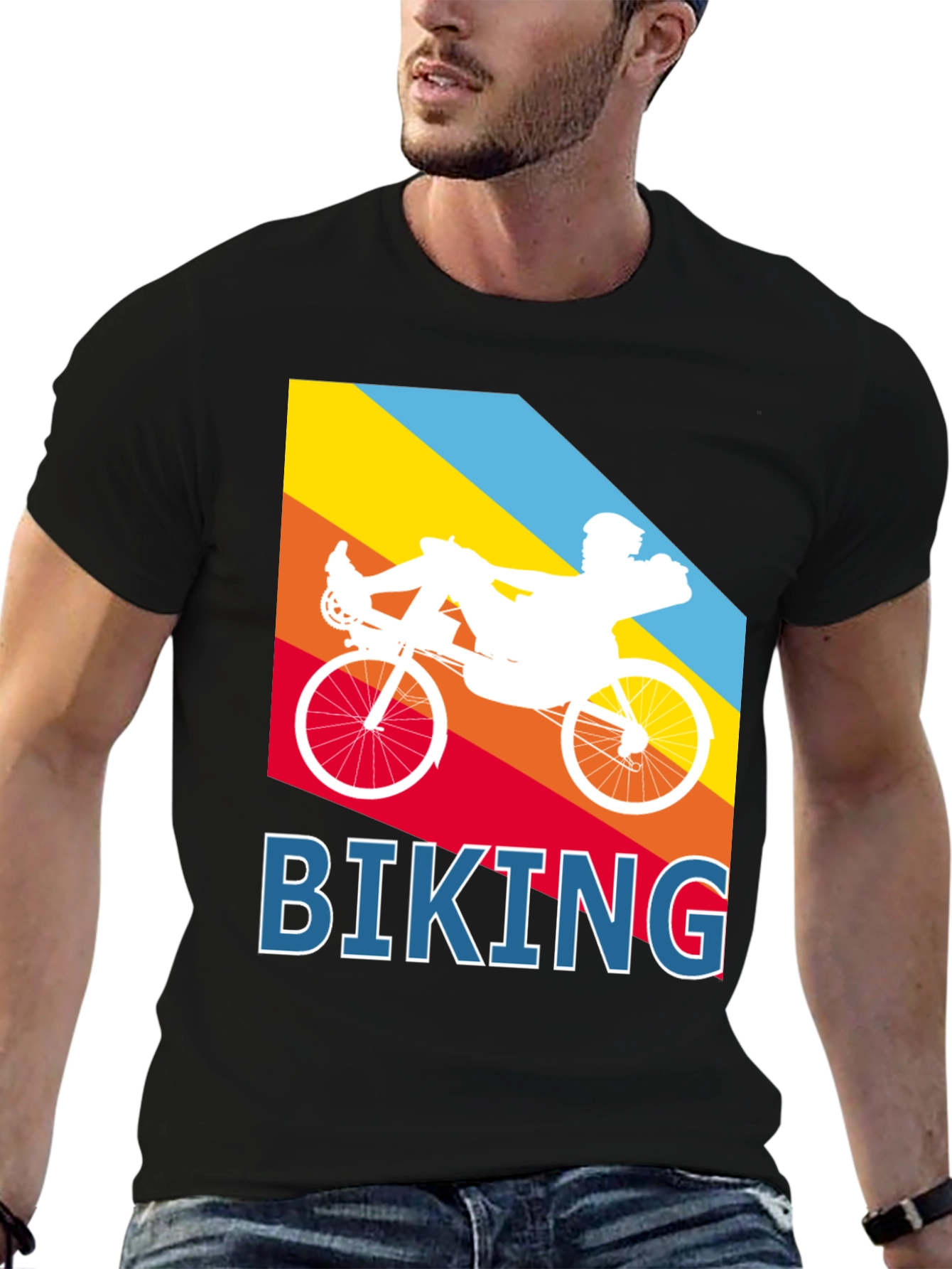 Biking Graphic Tee - Recumbent Bike Design